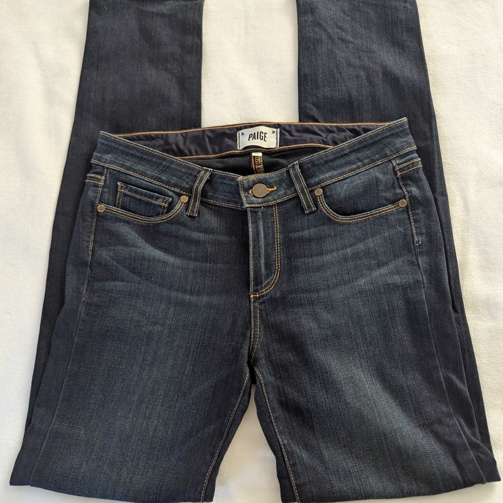 PAIGE Skyline Skinny Low Rise Dark Wash Denim Jeans Women's Size 28 Sleek Modern